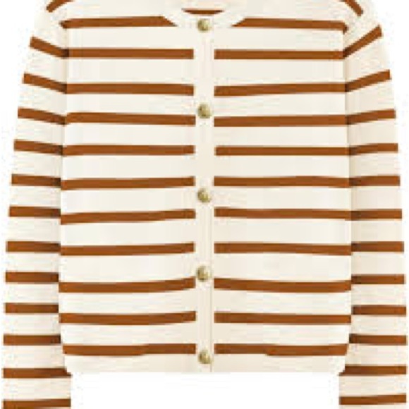 Brown and White Striped Blazer with Relaxed Fit - Picture 1 of 1